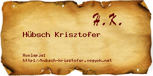 Hübsch Krisztofer névjegykártya